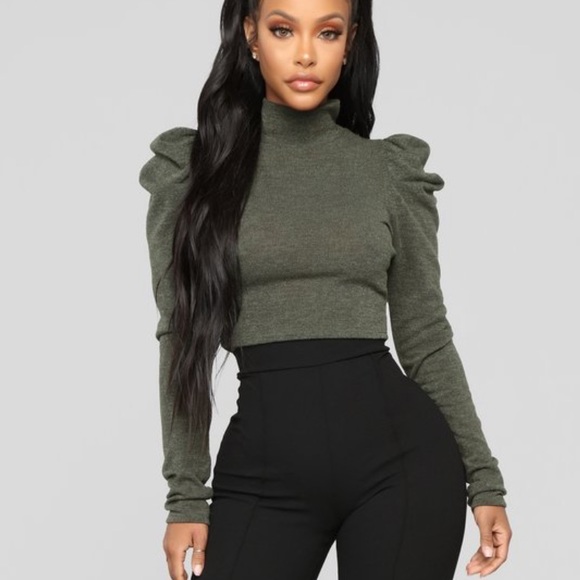 Fashion Nova Sweaters - Fashion Nova Crop Sweater Puff Sleeve Top XL NWT